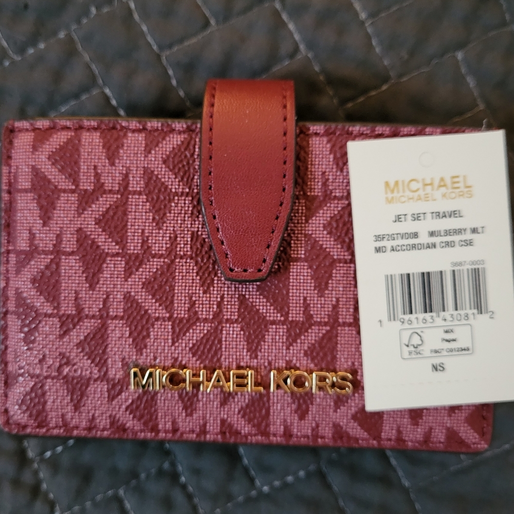 Michael Kors Mulberry Logo Accordion Wallet.